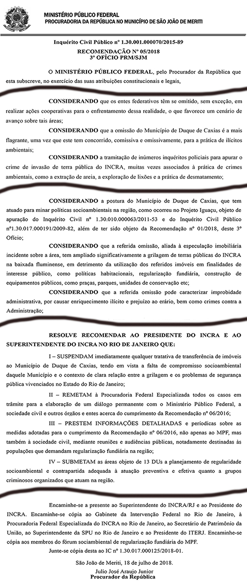 MPF quer barrar transferências Reprodução Recomendação Nº 052018MPF b ok