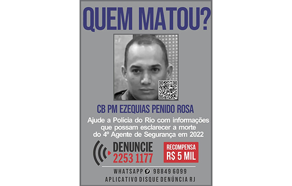 Foto: Banco de Imagens Portal dos Procurados divulga recompensa para identificar assassino de PM em Caxias